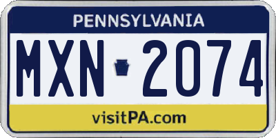 PA license plate MXN2074