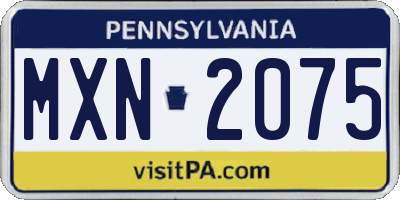 PA license plate MXN2075