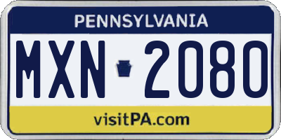 PA license plate MXN2080