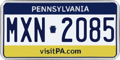 PA license plate MXN2085