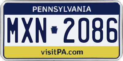PA license plate MXN2086