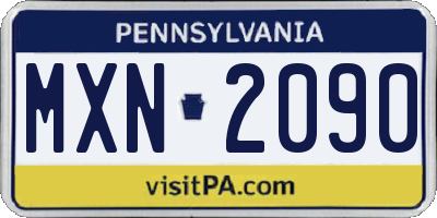 PA license plate MXN2090
