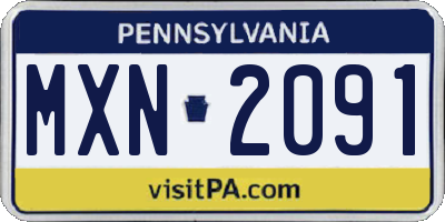 PA license plate MXN2091