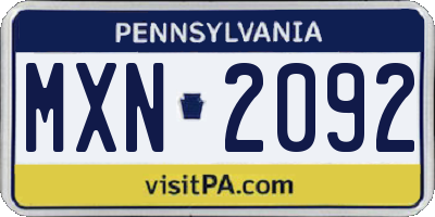 PA license plate MXN2092
