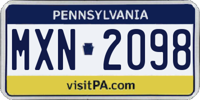 PA license plate MXN2098