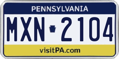 PA license plate MXN2104