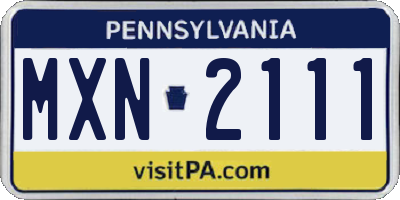 PA license plate MXN2111