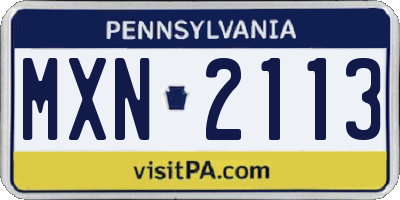 PA license plate MXN2113