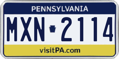 PA license plate MXN2114