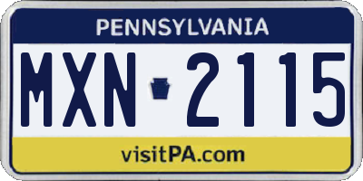 PA license plate MXN2115