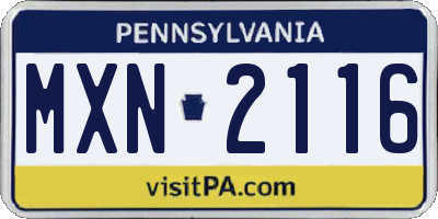 PA license plate MXN2116