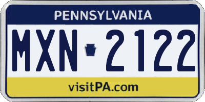 PA license plate MXN2122