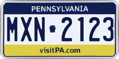 PA license plate MXN2123