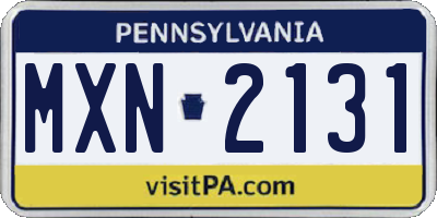 PA license plate MXN2131