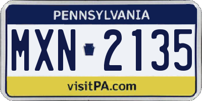 PA license plate MXN2135