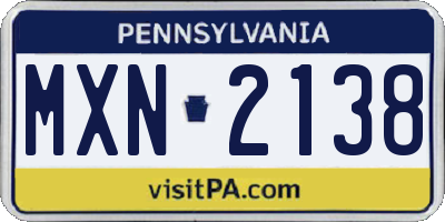 PA license plate MXN2138