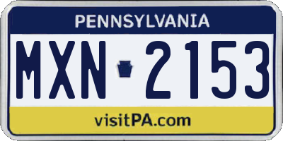 PA license plate MXN2153