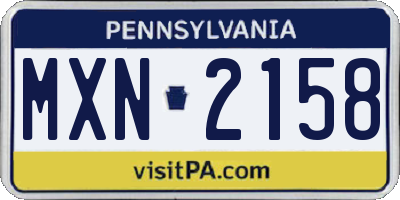 PA license plate MXN2158