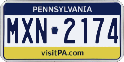 PA license plate MXN2174