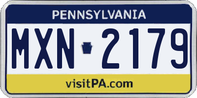 PA license plate MXN2179