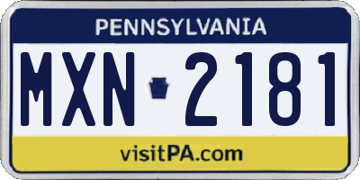 PA license plate MXN2181