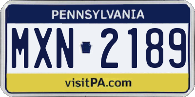 PA license plate MXN2189