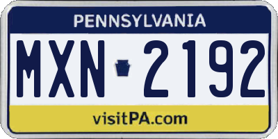 PA license plate MXN2192