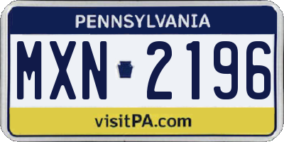 PA license plate MXN2196