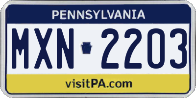 PA license plate MXN2203