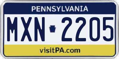 PA license plate MXN2205