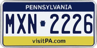 PA license plate MXN2226