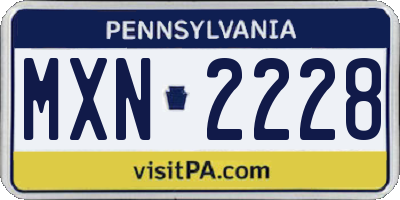 PA license plate MXN2228