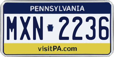 PA license plate MXN2236