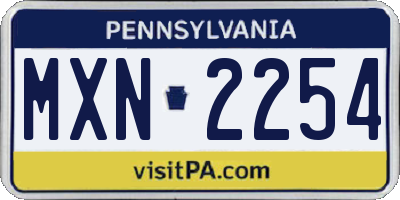 PA license plate MXN2254