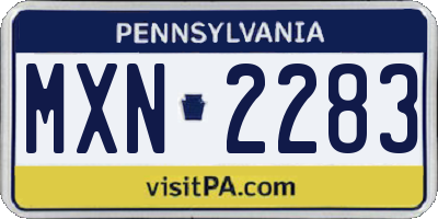 PA license plate MXN2283