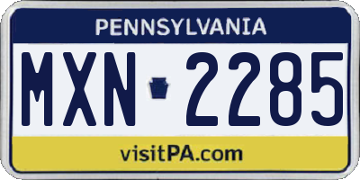 PA license plate MXN2285