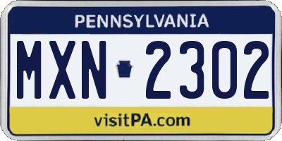 PA license plate MXN2302