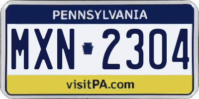 PA license plate MXN2304
