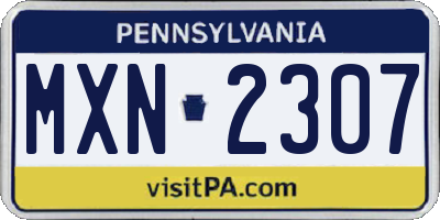 PA license plate MXN2307