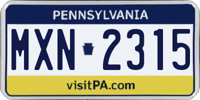 PA license plate MXN2315