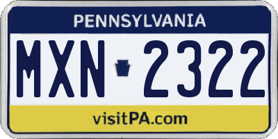 PA license plate MXN2322