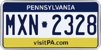 PA license plate MXN2328