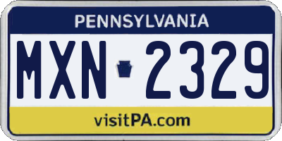 PA license plate MXN2329