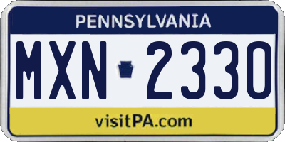 PA license plate MXN2330