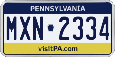 PA license plate MXN2334