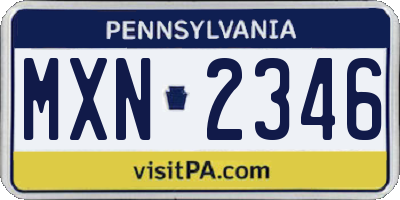 PA license plate MXN2346