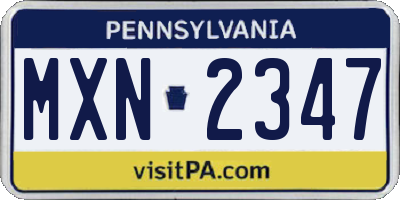 PA license plate MXN2347