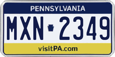 PA license plate MXN2349