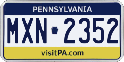 PA license plate MXN2352