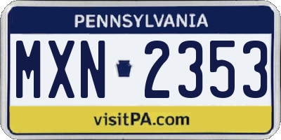 PA license plate MXN2353